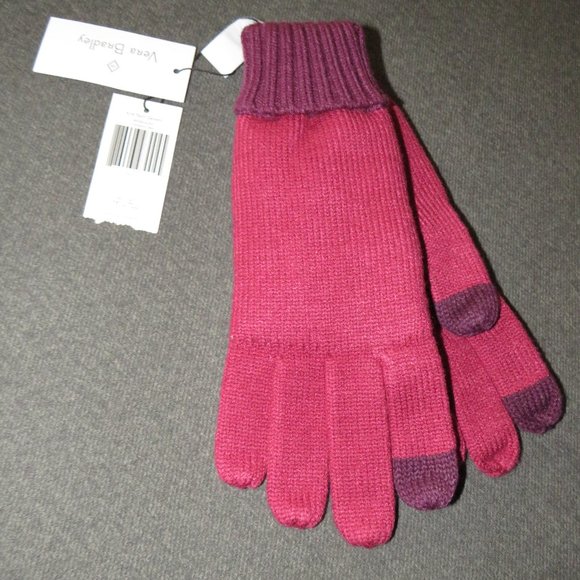 Vera Bradley Cranberry Red Knit Tech Gloves - Picture 2 of 7